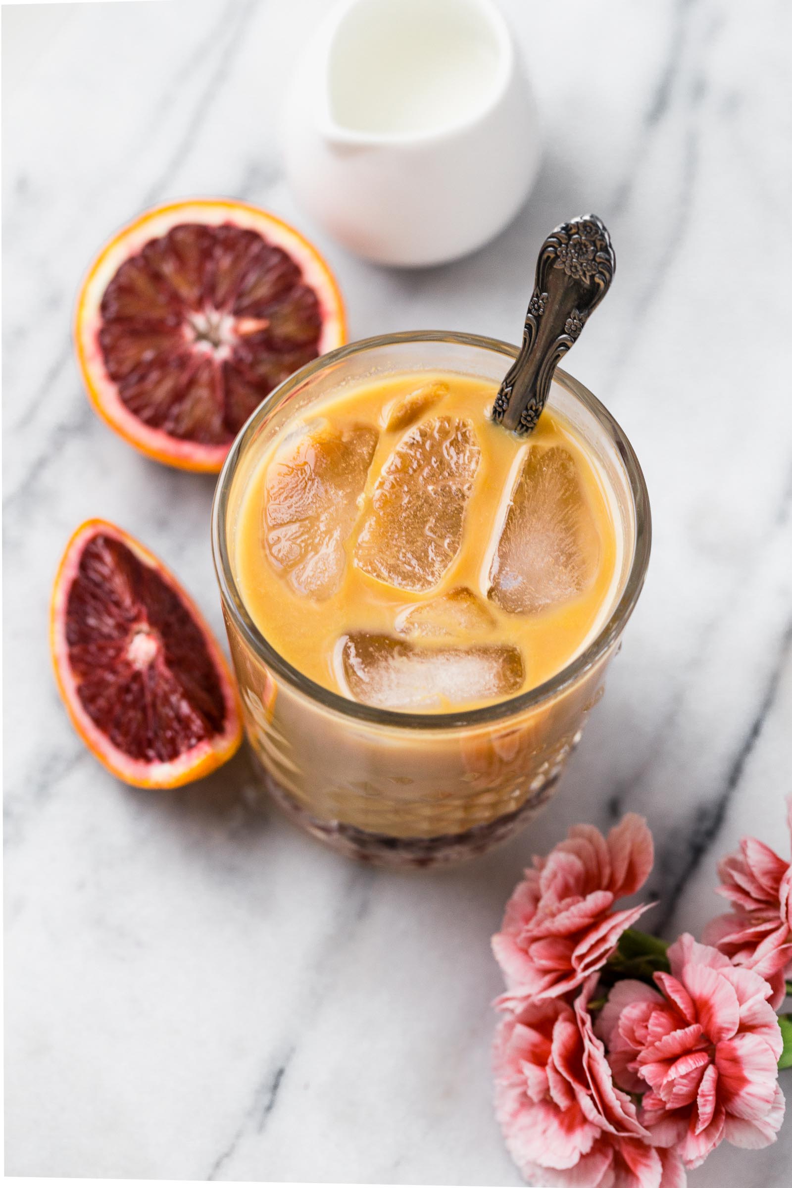 also known as what happens when you spike cold brew coffee with the perfectly not-too-sweet blood orange syrup, blood orange cold brew iced coffee will be your newest winter citrus obsession! #bloodorange #coldbrew #coldbrewcoffee #coldbrewcoffeerecipe #icedcoffee #wintercitrus #playswellwithbutter