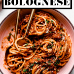 Best-Ever Bolognese Recipe with graphic text overlay for Pinterest.