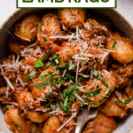 Braised Lamb Ragu with text overlay for Pinterest.