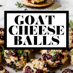 Goat cheese truffles with graphic text overlay for Pinterest.