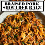 Pork Ragu Pappardelle with graphic text overlay for Pinterest.