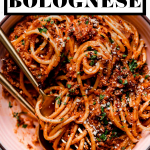 Best-Ever Bolognese Recipe with graphic text overlay for Pinterest.